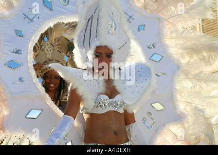 Performer at the carnival in Mindelo Sao Vicente Cape Verde Stock Photo