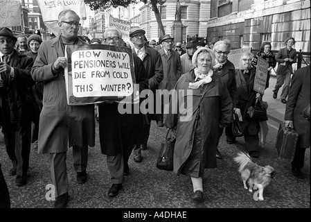 Pensioners demonstrate over the low level of pensions. 1976 Stock Photo
