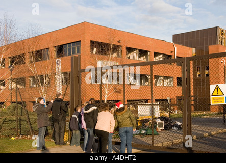 Destroyed Office building Buncefield Oil Depot Fire aftermath Hemel Hempstead Hertfordshire Stock Photo