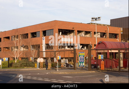 Destroyed Office building Buncefield Oil Depot Fire aftermath Hemel Hempstead Hertfordshire Stock Photo