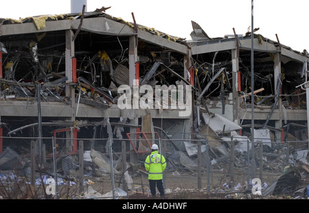 Destroyed Office building Buncefield Oil Depot Fire aftermath Hemel Hempstead Hertfordshire Stock Photo