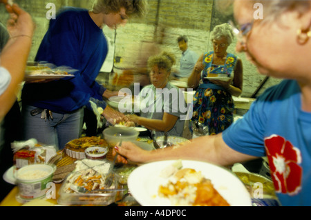 People eating food, Bradwell, Derbyshire Stock Photo