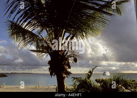 a view of the beach from a hotel at the resort of cap juluca on the caribbean island of anguilla Stock Photo