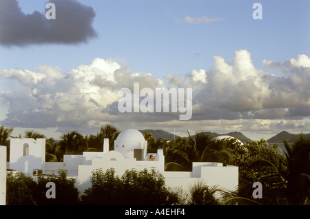 a view of the beach from a hotel at the resort of cap juluca on the caribbean island of anguilla Stock Photo