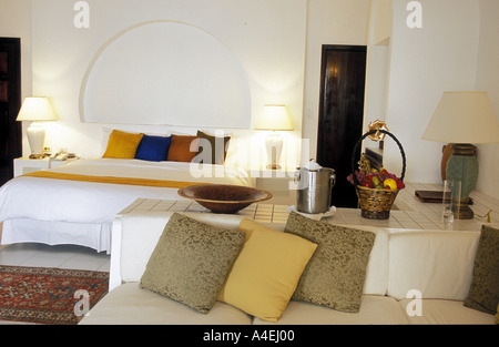 the bedroom interior of a villa at the resort of cap juluca on the caribbean island of anguilla Stock Photo