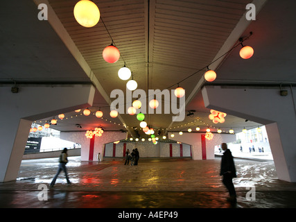 Colored Coloured lights in a subway in the centre of Birmingham England UK Stock Photo