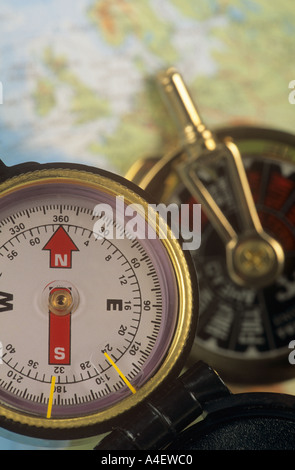 Compass map and telegraph Stock Photo - Alamy