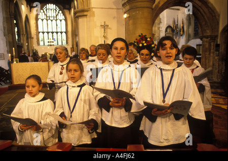 Church choir, St Mary the Virgin Rye, Sussex 1990s UK. Sunday morning church service. HOMER SYKES Stock Photo