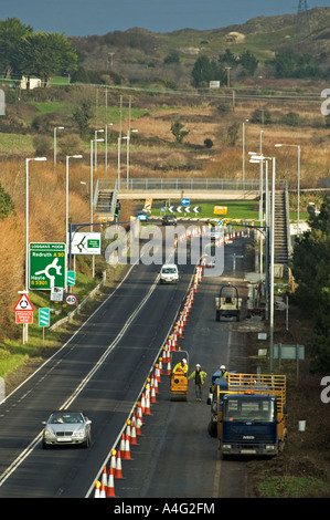 road works on the a30 near hayle in cornwall,england Stock Photo