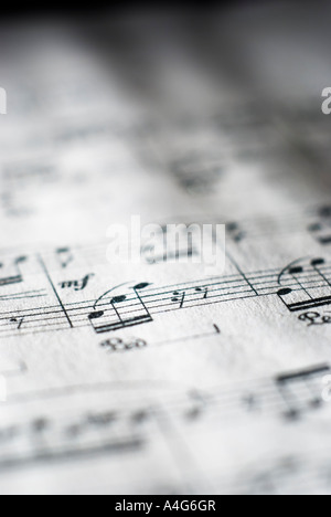 Sheet music in black and white Stock Photo