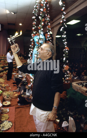 Hindus celebrating Diwali in a temple in London Stock Photo