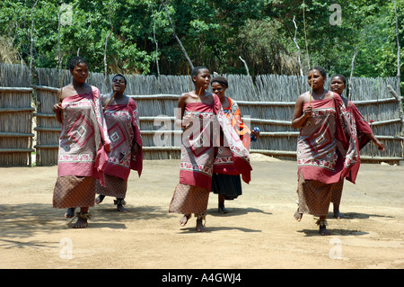 Female Swazi Dancers, Swaziland Cultural Village, Mbabane Stock Photo