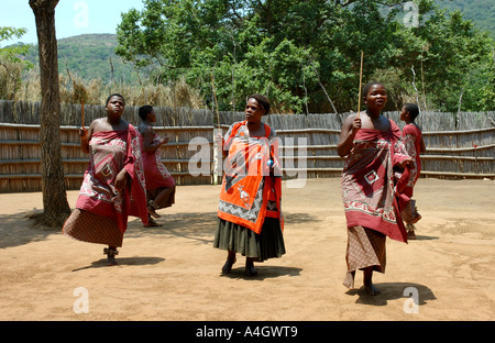 Female Swazi Dancers, Swaziland Cultural Village, Mbabane Stock Photo