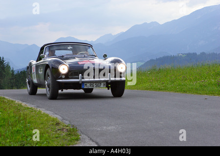 Racing legend Dieter Quester driving a BMW 507 from 1958, oldtimer race Ennstal Classic 2005, Styria, Austria Stock Photo