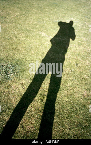 Shadow on green grass of a man holding his hand out Stock Photo - Alamy