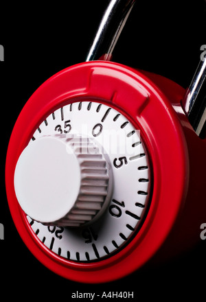 Red combination lock Stock Photo