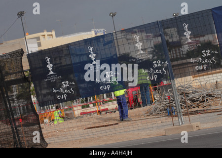 Valencia Spain the 32nd Americas Cup construction work in progress at the Valencia port harbour area 2007 Stock Photo