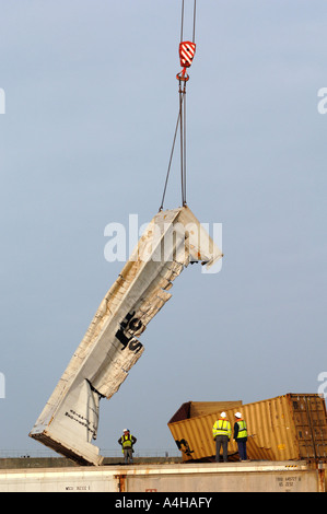 Containers unloaded at Portland Port in Dorset after the MSC Napoli cargo ship was grounded off Branscombe in Devon, Britain UK Stock Photo