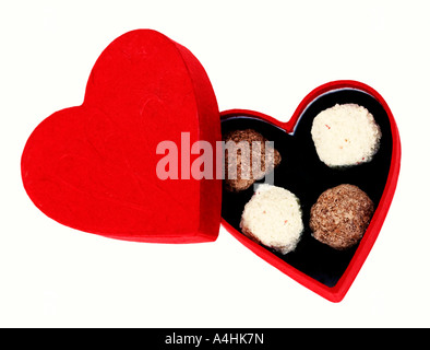 Chocolates in a heart shaped box Stock Photo