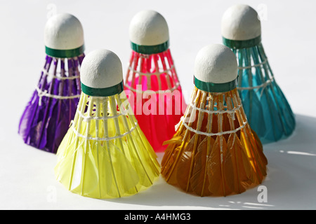 Coloured shuttlecocks Stock Photo