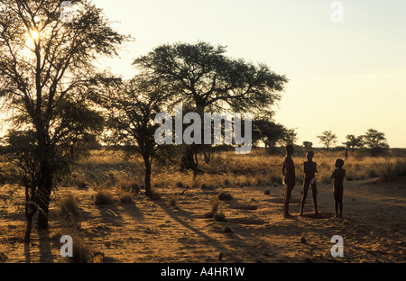 Bushman San children Kalahari Northern Cape South Africa Stock Photo