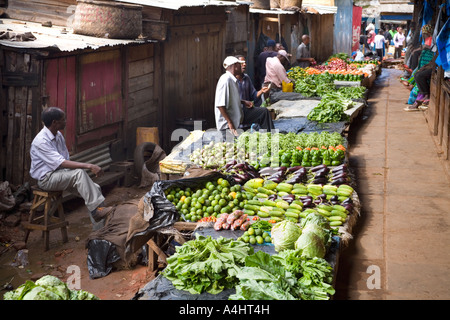 Fruit and vegetable stall in the market at Lilongwe Malawi Africa Stock Photo