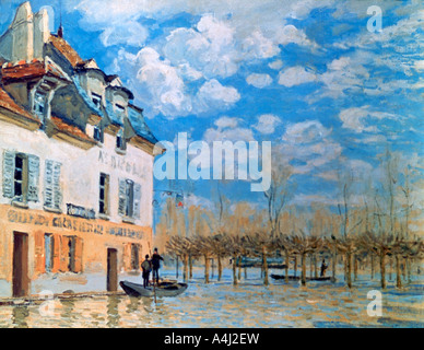 'The Boat in the Flood, Port-Marly', 1876. Artist: Alfred Sisley Stock Photo