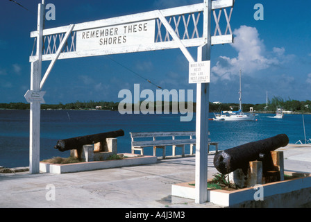 Bahamas Abaco Green Turtle Cay 'Remember These Shores Stock Photo