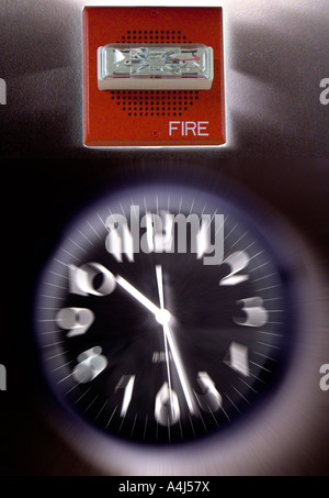 clock timer and emergency fire alarm in hospital Stock Photo