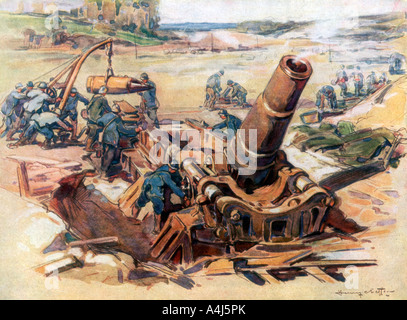 '370 Mortar in Action', 1918, (1926). Artist: Henry Cheffer Stock Photo