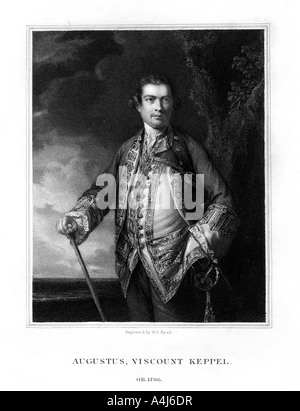 Augustus Keppel, 1st Viscount Keppel, British admiral, (1833).Artist: Henry Thomas Ryall Stock Photo