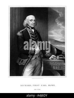 Richard Howe, 1st Earl Howe, British admiral, (1832).Artist: H Robinson Stock Photo