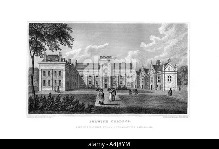 Dulwich College, London, 1829.Artist: J Rogers Stock Photo