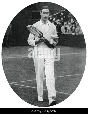 The Duke of York as a competitor in the men's doubles at Wimbledon, 1926, (1937). Artist: Unknown Stock Photo