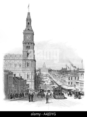 Bourke Street, Melbourne, Victoria, Australia, 1886.Artist: WC Fitler Stock Photo