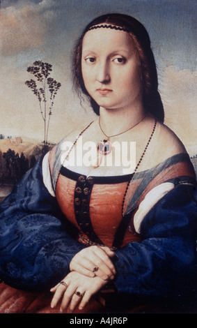 'Portrait of Maddalena Doni', 1506. Artist: Raphael Stock Photo