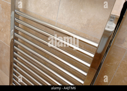 Chrome towel radiator Stock Photo