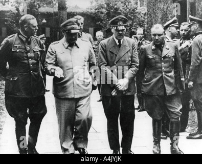 Adolf Hitler and senior Nazi figures inspecting a destroyed Polish ...