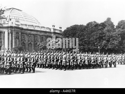 German troops parading before the German commandant of Paris, General ...