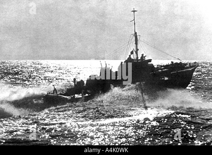 Allied motor torpedo boat on patrol off the French coast, 1944. Artist: Unknown Stock Photo
