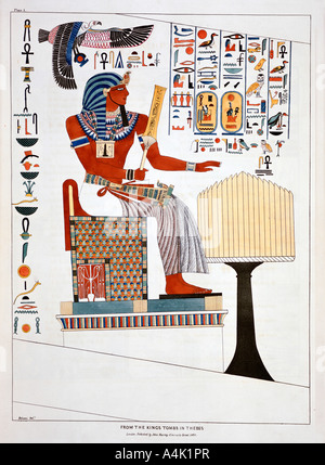 Mural from the Kings Tombs in Thebes, 1820. Artist: Giovanni Battista Belzoni Stock Photo