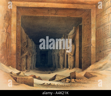 'Interior of the Temple of Abou Simbel', Egypt, 1842-1845. Artist: E Weidenbach Stock Photo