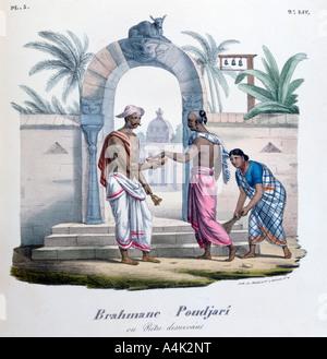 Outside a temple, India, 1828. Artist: Marlet et Cie Stock Photo