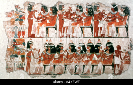 Banquet Scene, 1350 BC. Artist: Unknown Stock Photo