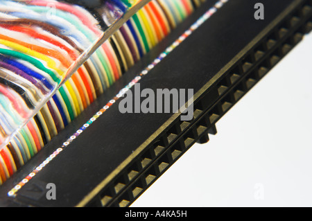 Closeup computer UltraDMA IDE 80 conductor connector end for hard disk drive Stock Photo