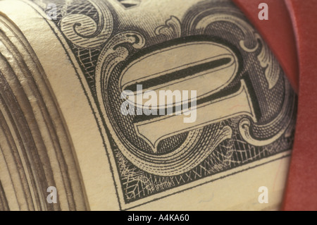 roll of ten dollar bills US Stock Photo