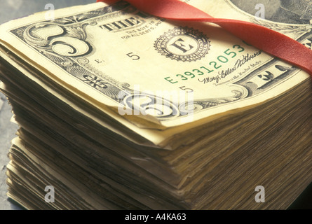 stack of five dollar bills US Stock Photo