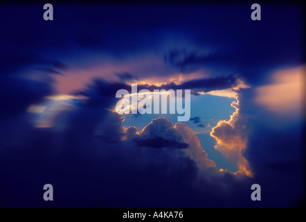 stormy cloudy sky just before sunset in Florida Stock Photo