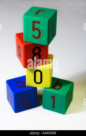 Childrens educational wooden building blocks numeric Stock Photo - Alamy