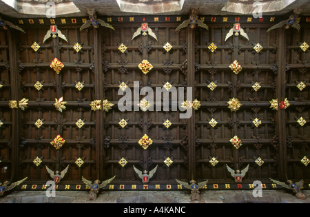 Cheshire Malpas church ornate wooden roof booses Stock Photo